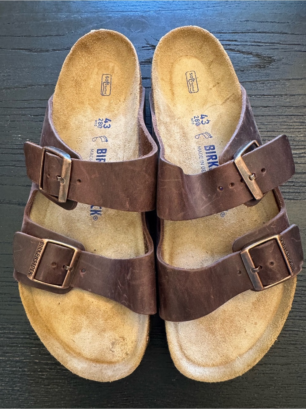 Birkenstock Arizona Two-Strap Sandals in Dark Brown